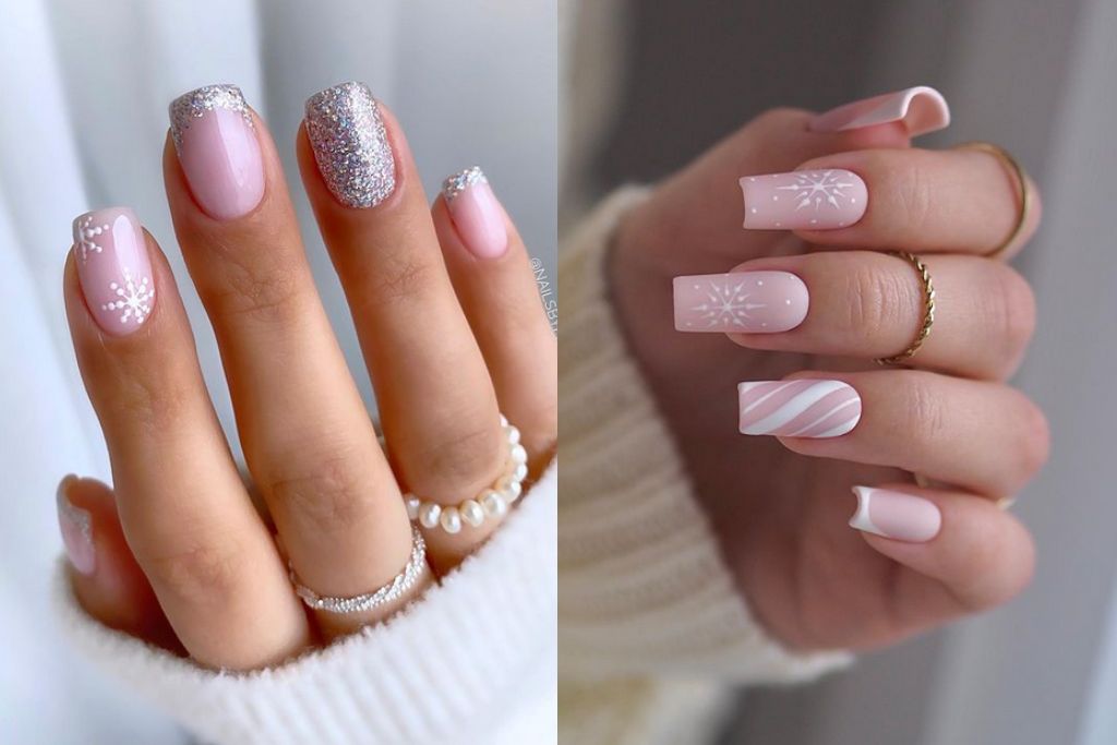 Classy winter acrylic nails