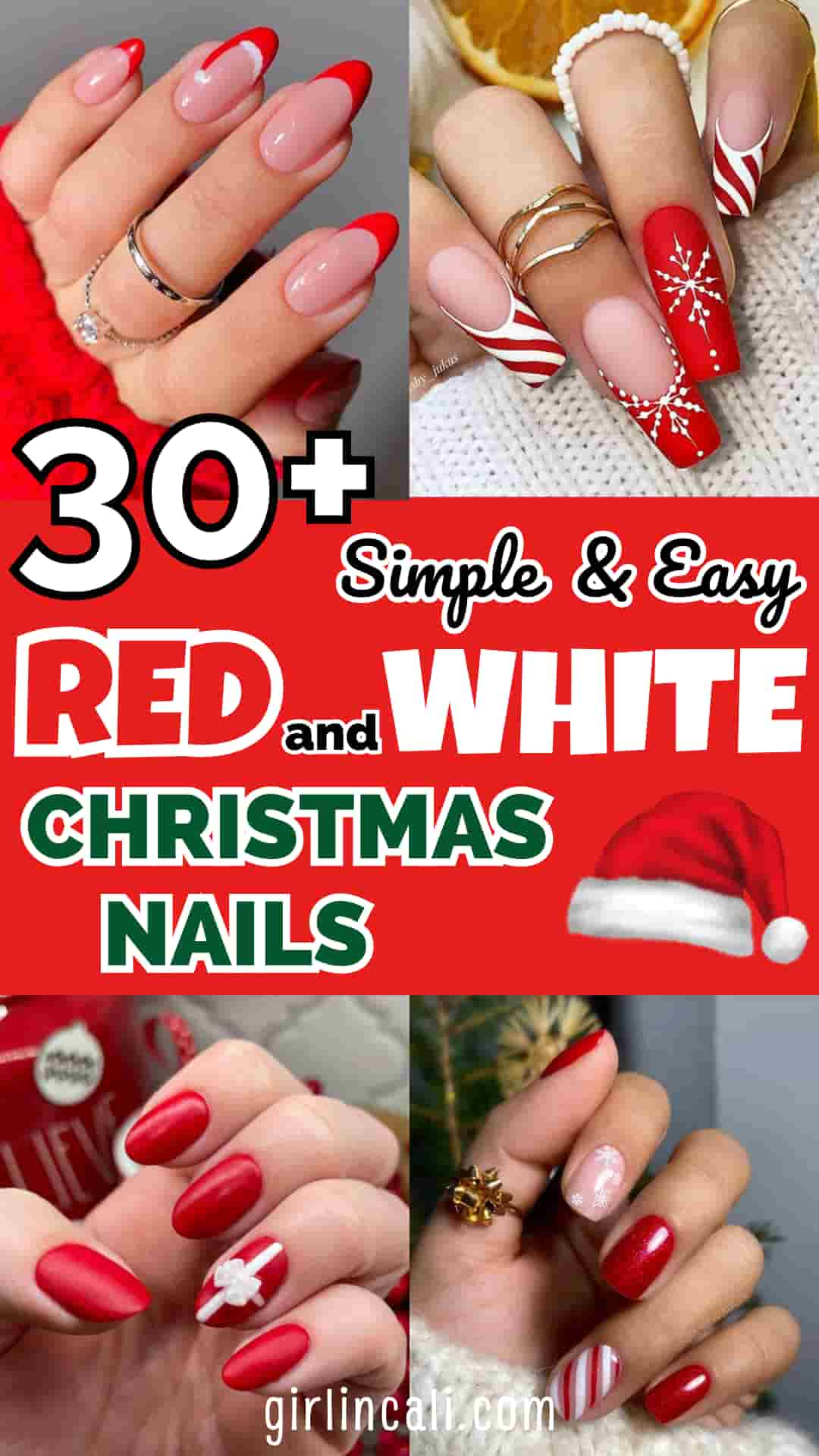 30+ Red And White Christmas Nails - Girl In Cali