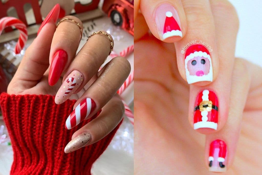 Christmas Hat French Tips Nails Red Medium Almond – NOUMAY LIMITED