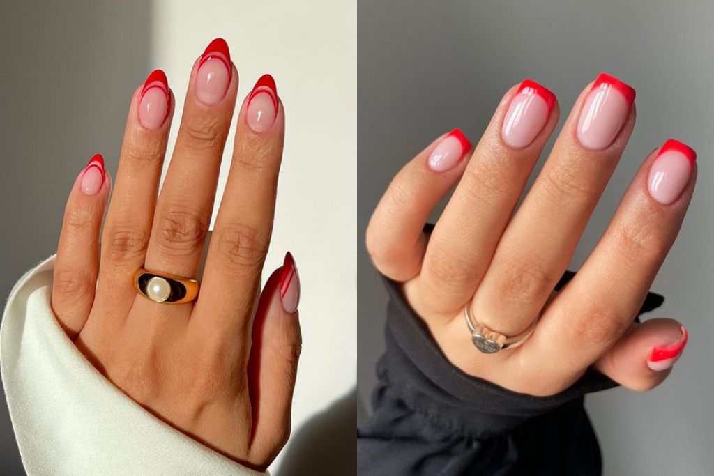 Red French tip nails