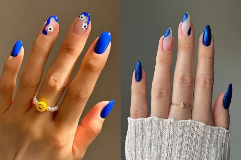 Dark blue nail art designs royal navy light blue nails